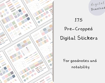 Pegatinas de planificador digital para GoodNotes y Notability, paquete de pegatinas PNG precortadas estéticas para iPad, toma de notas, diario y planificación.