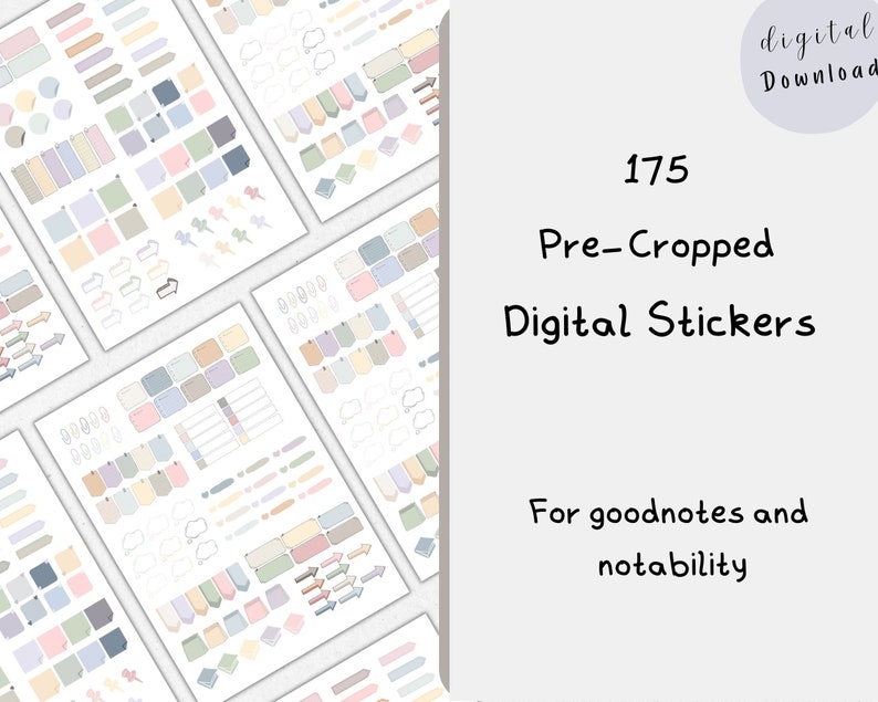 Aesthetic Digital Planner Stickers: 175 Pre-cropped Pngs (goodnotes ...
