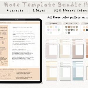 cyfrowy pakiet szablonów notatek Cornell do robienia notatek na iPadzie, zeszyt do nauki, kompatybilny z notatkami akademickimi GoodNotes dla Notability Portrait