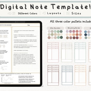 cyfrowy pakiet szablonów notatek Cornell do robienia notatek na iPadzie, zeszyt do nauki, kompatybilny z notatkami akademickimi GoodNotes dla Notability Portrait