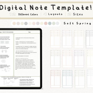 cyfrowy pakiet szablonów notatek Cornell do robienia notatek na iPadzie, zeszyt do nauki, kompatybilny z notatkami akademickimi GoodNotes dla Notability Portrait