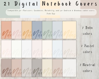 21 Fundas para libretas digitales para GoodNotes y Notability, colores pastel minimalistas, colores boho, colores neutros, fundas estéticas para GoodNotes