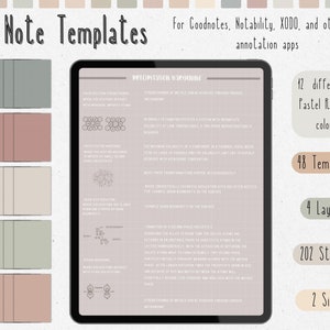 cyfrowy pakiet szablonów notatek Cornell do robienia notatek na iPadzie, zeszyt do nauki, kompatybilny z notatkami akademickimi GoodNotes dla Notability Portrait