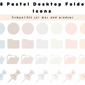 28 Desktop Folder Icons, Pastel Icons, Neutral Icons For MacBook, iMac, Windows, Business, Study and Personal, Instant Download