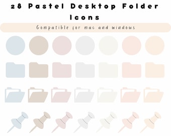 28 Desktop Folder Icons, Pastel Icons, Neutral Icons For MacBook, iMac, Windows, Business, Study and Personal, Instant Download