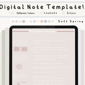 cyfrowy pakiet szablonów notatek Cornell do robienia notatek na iPadzie, zeszyt do nauki, kompatybilny z notatkami akademickimi GoodNotes dla Notability Portrait