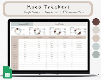 Minimalist Mood Tracker Template, Monthly Mood Log (Digital Download)
