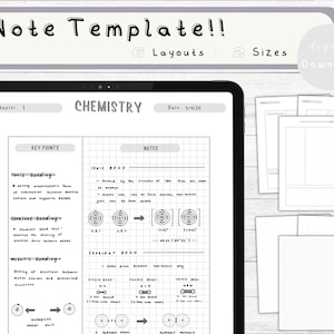 cyfrowy pakiet szablonów notatek Cornell do robienia notatek na iPadzie, zeszyt do nauki, kompatybilny z notatkami akademickimi GoodNotes dla Notability Portrait