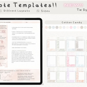 Paquete de plantillas de notas digitales Cornell para iPad, cuaderno de estudio para tomar notas, compatible con GoodNotes, notas académicas para Notability, retrato.