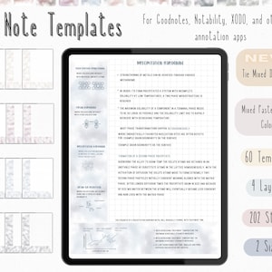 cyfrowy pakiet szablonów notatek Cornell do robienia notatek na iPadzie, zeszyt do nauki, kompatybilny z notatkami akademickimi GoodNotes dla Notability Portrait