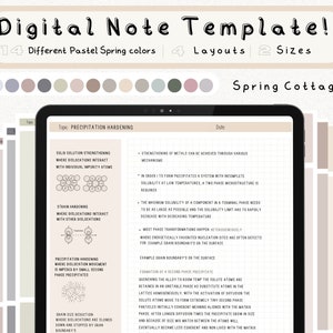 cyfrowy pakiet szablonów notatek Cornell do robienia notatek na iPadzie, zeszyt do nauki, kompatybilny z notatkami akademickimi GoodNotes dla Notability Portrait