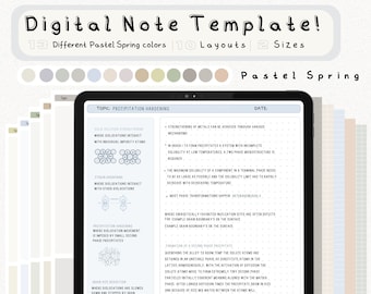 iPad Cornell Notes Template Bundle: Pastel Colors, A4 & US Letter (Digital Download)