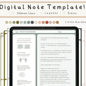 Paquete de plantillas de notas digitales Cornell para iPad, cuaderno de estudio para tomar notas, compatible con GoodNotes, notas académicas para Notability, retrato.