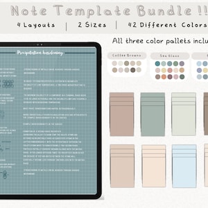 Paquete de plantillas de notas digitales Cornell para iPad, cuaderno de estudio para tomar notas, compatible con GoodNotes, notas académicas para Notability, retrato.