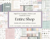 Whole Shop Digital Note Templates with Stickers and Notebook Covers Bundle For Goodnotes Samsung Notes Notability Lifetime All Access Pass