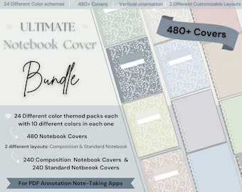 Digital Notebook Cover Bundle | 480+ Aesthetic Designs (PDF)