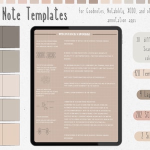 cyfrowy pakiet szablonów notatek Cornell do robienia notatek na iPadzie, zeszyt do nauki, kompatybilny z notatkami akademickimi GoodNotes dla Notability Portrait