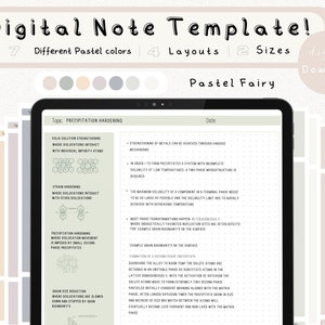 cyfrowy pakiet szablonów notatek Cornell do robienia notatek na iPadzie, zeszyt do nauki, kompatybilny z notatkami akademickimi GoodNotes dla Notability Portrait