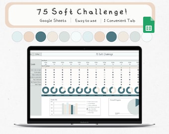 75 Soft Challenge Tracker, Google Sheets Template (Digital Download)