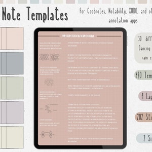 cyfrowy pakiet szablonów notatek Cornell do robienia notatek na iPadzie, zeszyt do nauki, kompatybilny z notatkami akademickimi GoodNotes dla Notability Portrait