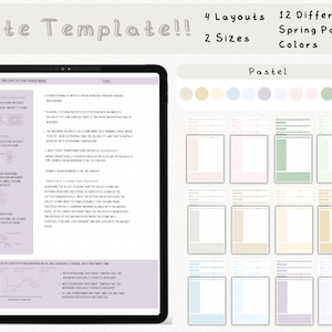 Modèle de note numérique, notes de Cornell, prise de notes de l'élève, compatible avec Goodnotes Notability, notes d'étude, carnet numérique portrait, étudiant