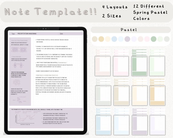 Digital Note Template,Cornell Notes,Student Note Taking,Compatible with Goodnotes Notability,Study notes,Portrait Digital Notebook,Student