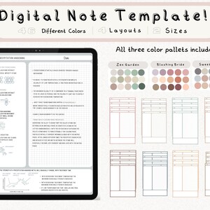cyfrowy pakiet szablonów notatek Cornell do robienia notatek na iPadzie, zeszyt do nauki, kompatybilny z notatkami akademickimi GoodNotes dla Notability Portrait
