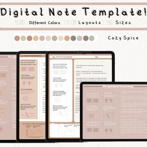cyfrowy pakiet szablonów notatek Cornell do robienia notatek na iPadzie, zeszyt do nauki, kompatybilny z notatkami akademickimi GoodNotes dla Notability Portrait