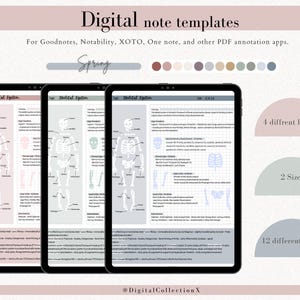 cyfrowy pakiet szablonów notatek Cornell do robienia notatek na iPadzie, zeszyt do nauki, kompatybilny z notatkami akademickimi GoodNotes dla Notability Portrait