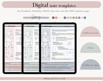digital Cornell note template bundle for iPad note taking study notebook compatible with GoodNotes academic notes for Notability portrait