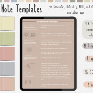 cyfrowy pakiet szablonów notatek Cornell do robienia notatek na iPadzie, zeszyt do nauki, kompatybilny z notatkami akademickimi GoodNotes dla Notability Portrait