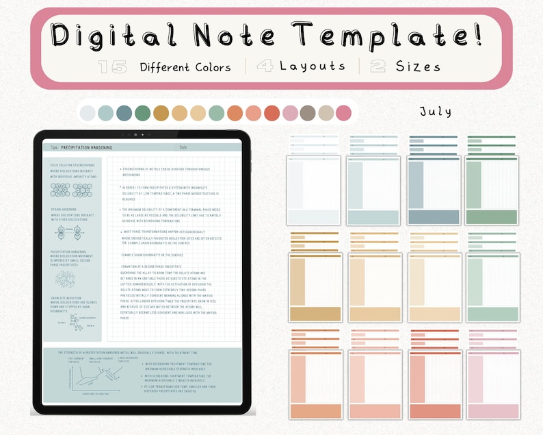 Digital Cornell Note Template Bundle for iPad Note Taking Study ...
