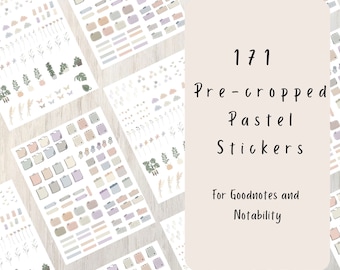 Pegatinas de planificador digital para GoodNotes y Notability, paquete de pegatinas PNG precortadas estéticas para iPad, toma de notas, diario y planificación.