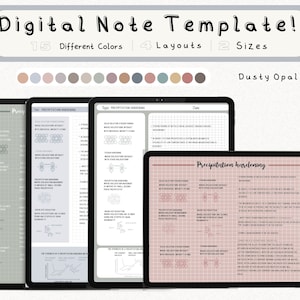 cyfrowy pakiet szablonów notatek Cornell do robienia notatek na iPadzie, zeszyt do nauki, kompatybilny z notatkami akademickimi GoodNotes dla Notability Portrait