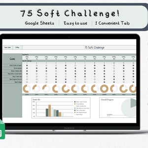 75 Day Challenge Tracker for Google Sheets,Google sheets compatible,75 Day Challenge Printable,Challenge spreadsheet template