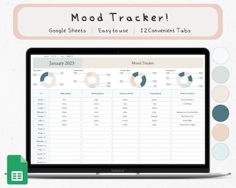 Minimalist Mood Tracker Template for Google Sheets (Digital Download)