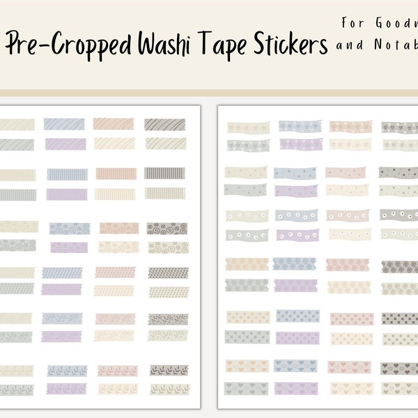 Digital Washi Tape Set, Patterned Washi Digital Stickers Set, Goodnotes Stickers, Digital Washi Tape For Goodnotes, Washi Tape Stickers