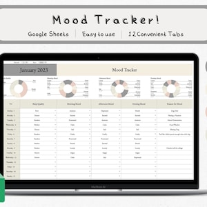 Mood-sjabloon voor Google Spreadsheets, Mood Tracker-spreadsheet, minimalistisch ontwerp, maandelijkse Mood Tracker, digitale Mood Tracker, Mood Log-dagboek