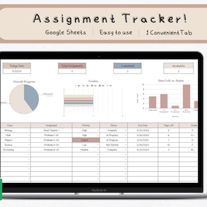 School Spreadsheet, Assignment Tracker for Google Sheets, Assignment ...
