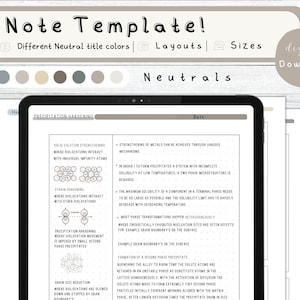 cyfrowy pakiet szablonów notatek Cornell do robienia notatek na iPadzie, zeszyt do nauki, kompatybilny z notatkami akademickimi GoodNotes dla Notability Portrait