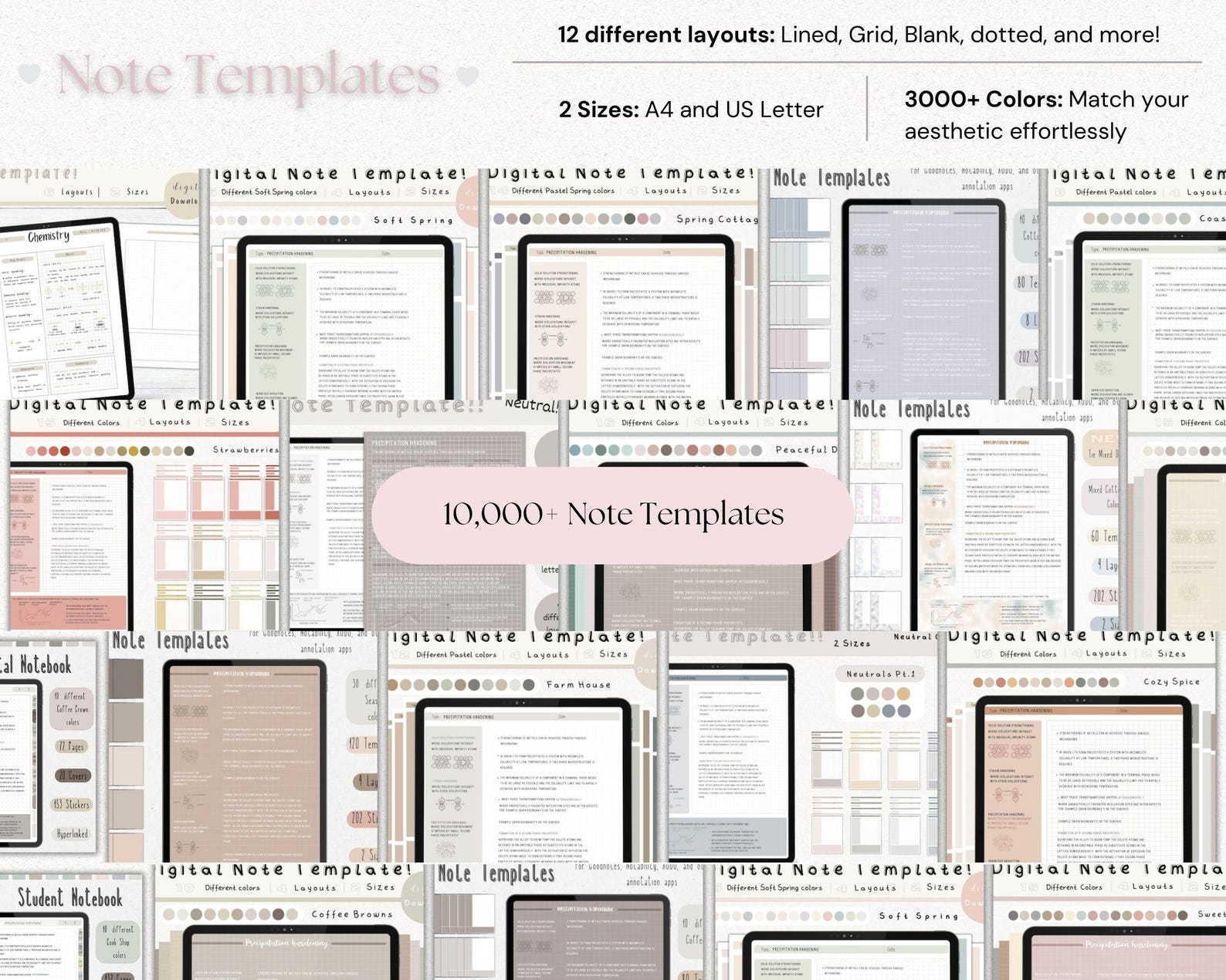Whole Shop Digital Note Templates With Stickers and Notebook Covers ...