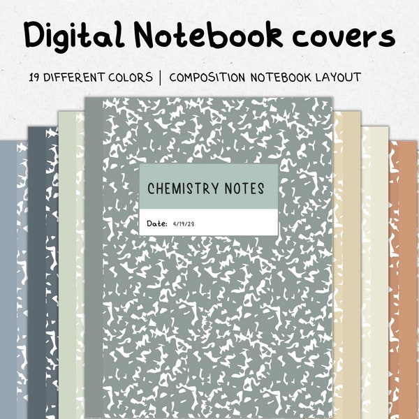 19 Digital notebook covers for goodnotes and notability, minimalistic pastel colors, Aesthetic cover, Notability, composition notebook