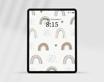 Fondo de pantalla estético boho para iPad, fondo de pantalla minimalista neutro para iPad, fondo para tableta, fondo de pantalla boho