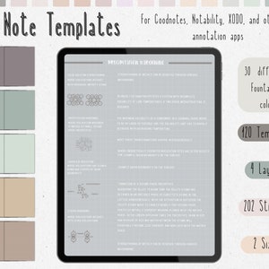 cyfrowy pakiet szablonów notatek Cornell do robienia notatek na iPadzie, zeszyt do nauki, kompatybilny z notatkami akademickimi GoodNotes dla Notability Portrait