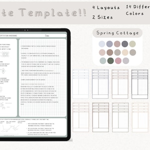 cyfrowy pakiet szablonów notatek Cornell do robienia notatek na iPadzie, zeszyt do nauki, kompatybilny z notatkami akademickimi GoodNotes dla Notability Portrait