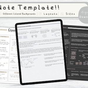 cyfrowy pakiet szablonów notatek Cornell do robienia notatek na iPadzie, zeszyt do nauki, kompatybilny z notatkami akademickimi GoodNotes dla Notability Portrait