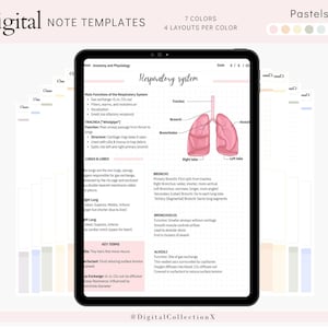 Pacchetto di modelli di note digitali Cornell per iPad, quaderno di studio per prendere appunti compatibile con GoodNotes, note accademiche per One Note verticale