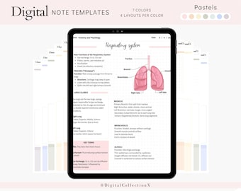 Paquete de plantillas de notas digitales Cornell para iPad, cuaderno de estudio para tomar notas compatible con GoodNotes, notas académicas para One Note vertical