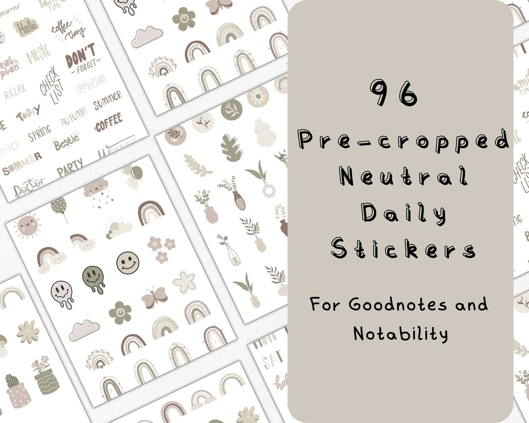 Neutral Goodnotes Digital Stickers for Everyday Use, Aesthetic Stickers