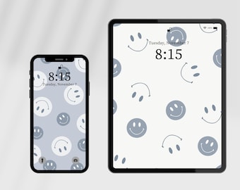Smiley Face Phone & iPad Wallpaper, Neutral Backgrounds (Digital Download)